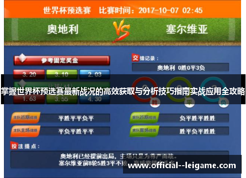 掌握世界杯预选赛最新战况的高效获取与分析技巧指南实战应用全攻略